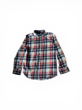 Cat & Jack Men's Plaid Button-Down Shirt in Navy, Red & White